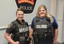 Cobourg police constable Josalyn Hilts and Northumberland Hills Hospital social worker Morgan Emerson of the Mental Health Engagement and Response Team (M-HEART), which has been expanded with increased after-hours support for residents experiencing mental health issues or substance use concerns. (Photo: Cobourg Police Service)
