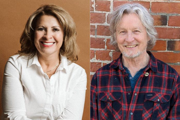 Kim Blackwell (left) is the award-winning artistic director of 4th Line Theatre, a not-for-profit outdoor theatre company that stages original Canadian plays on a barnyard stage on a Millbrook farm owned by Robert Winslow (right), who founded 4th Line Theatre in 1992 and has written or co-written 18 plays and also starred in and directed many productions. (Photos courtesy of 4th Line Theatre)