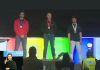 Fleming College students Dylan Waddell (middle) and Gavin O'Rourke (right) with their gold and bronze medals in carpentry during the awards ceremony for the 2025 Skills Ontario Competition on May 7. In total, Fleming College students earned five gold and two bronze medals at the competition, during which secondary and post-secondary students competed in a range of hands-on challenges. (kawarthaNOW screenshot)