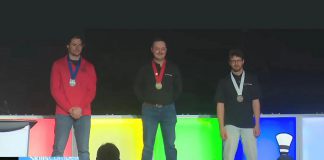 Fleming College students Dylan Waddell (middle) and Gavin O'Rourke (right) with their gold and bronze medals in carpentry during the awards ceremony for the 2025 Skills Ontario Competition on May 7. In total, Fleming College students earned five gold and two bronze medals at the competition, during which secondary and post-secondary students competed in a range of hands-on challenges. (kawarthaNOW screenshot)