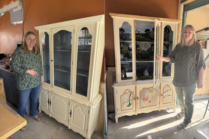 Janice Brown, winner of the "Big & Bold" category in the second annual "The Big Flip" furniture flipping contest presented by Habitat for Humanity Peterborough & Kawartha Region (Habitat PKR) in partnership with Chemong Home Hardware Building Centre, transformed a hutch for her husband's miniature wargaming collection. (Photos courtesy Janice Brown)
