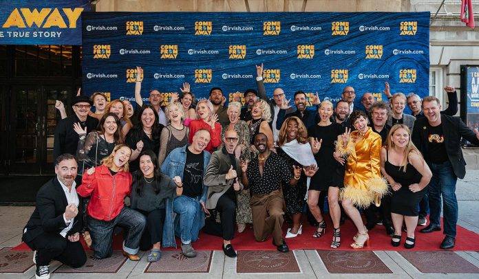 Lisa Horner and the cast of Mirvish Productions' staging of "Come From Away" on opening night. The Toronto run began on September 22, 2024 and was extended twice until May 4, 2025 due to popular demand. (Photo: Wade Muir Photography)