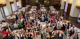 A sold-out crowd of 200 people attended the Peterborough and Kawarthas Chamber of Commerce's inaugural Luminary Awards celebration at the Great Hall of Trent University's Champlain College on May 8, 2025, which saw awards in five categories that recognize women at all stages of their careers presented to Sheena Howard, Jenisha Sanjit Arora, Rachel Stark, Tiffany Arcari, and Jeannine Taylor. (Photo: Jordan Lyall Photography)