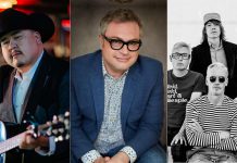 William Prince, Steven Page, and Sloan are three of the musical acts performing free-admission concerts during the 38th season of Peterborough Musicfest, which runs from June 28 to August 16, 2025. (kawarthaNOW collage)