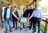 The 2025 winners of the Rotary Club of Peterborough's Rotary Environmental Innovators Fund (REIF) awards celebrate at the McDonnel Street Activity Centre on May 26, 2025: Norm Lamothe of Woodleigh Farms, Hayley Goodchild of Peterborough GreenUp, Steve Paul of Second Nature Studio, Anna Lee and Elliott Groen of Kawartha Land Trust with Justin Sutton of the Community Foundation of Greater Peterborough (on behalf of Kieran Andrews of Wild Rock Outfitters), and Eduard Yonathan of SanoStrategy Corporation. (Photo courtesy of Rotary Club of Peterborough)
