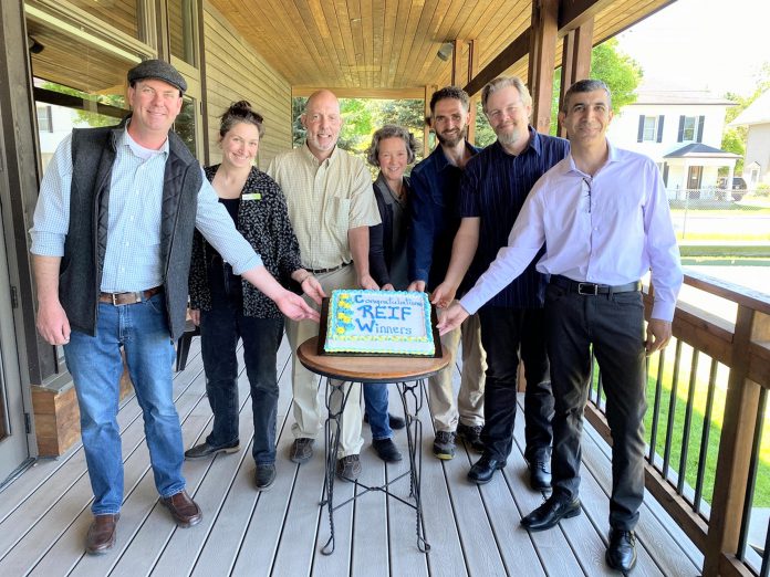 The 2025 winners of the Rotary Club of Peterborough's Rotary Environmental Innovators Fund (REIF) awards celebrate at the McDonnel Street Activity Centre on May 26, 2025: Norm Lamothe of Woodleigh Farms, Hayley Goodchild of Peterborough GreenUp, Steve Paul of Second Nature Studio, Anna Lee and Elliott Groen of Kawartha Land Trust with Justin Sutton of the Community Foundation of Greater Peterborough (on behalf of Kieran Andrews of Wild Rock Outfitters), and Eduard Yonathan of SanoStrategy Corporation. (Photo courtesy of Rotary Club of Peterborough) The 2025 winners of the Rotary Club of Peterborough's Rotary Environmental Innovators Fund (REIF) awards celebrate at the McDonnel Street Activity Centre on May 26, 2025: Norm Lamothe of Woodleigh Farms, Hayley Goodchild of Peterborough GreenUp, Steve Paul of Second Nature Studio, Anna Lee and Elliott Groen of Kawartha Land Trust with Justin Sutton of the Community Foundation of Greater Peterborough (on behalf of Kieran Andrews of Wild Rock Outfitters), and Eduard Yonathan of SanoStrategy Corporation. (Photo courtesy of Rotary Club of Peterborough)