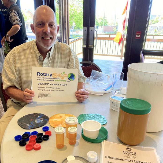 Clean Up Peterborough founder Steve Paul's Second Nature Studio intends to transform #2 and #5 plastics, which usually aren't recycled, into functional community-made products. (Photo courtesy of Rotary Club of Peterborough)