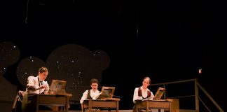 Lindsay Unterlander as Henrietta Leavitt, Lela Fox-Doran as Wiliamina Fleming, and Laura Lawson as Annie Cannon in the Peterborough Theatre Guild's production of "Silent Sky" by Lauren Gunderson, which ran from March 21 to April 5, 2025 at the Guild Hall in Peterborough's East City. The production won three awards and six honourable mentions at the Eastern Ontario Drama League (EODL) Full-Length Festival awards brunch on April 27 at The StoneHouse Hall in Peterborough. (Photo courtesy of Peterborough Theatre Guild)