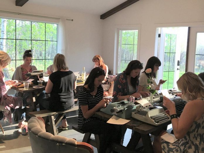 Barb Brittain-Marshall hosts typewriter gatherings for bridal showers, birthday parties, and other private events where she will bring some of her collection of typewriters for participants to use and provide them with letter-writing prompts. (Photo courtesy of Barb Brittain-Marshall)