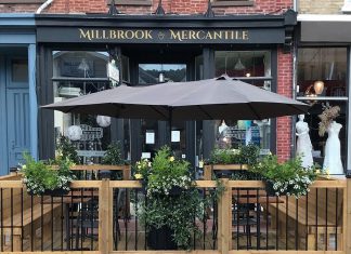 Millbrook Mercantile is a destination shop in the Township of Cavan Monaghan with more than 100 cheeses, meats, and boutique wines, as well as all-natural clothing, home decor, and art made from small businesses and artisans based locally, across Canada, and around the world. A menu of sandwiches, charcuteries, and salads use locally sourced produce, meats, and ingredients which can be enjoyed on a seasonal streetside patio. (Photo courtesy of Millbrook Mercantile)