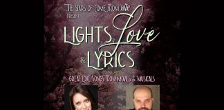 Cailin Stadnyk and David Sylvestri, who starred in the extended run of the award-winning global sensation "Come From Away" at Toronto's Royal Alexandra Theatre, are bringing their cabaret show "Lights, Love and Lyrics" to Globus Theatre in Bobcaygeon for one night only on June 14, 2025. The tribute to the great love songs of movies and musicals is produced by their "Come From Away" co-star Lisa Horner and also features "Come from Away" pianist Richard Evans and bassist Jon Maharaj. (Graphic: Globus Theatre)