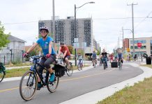 Bike Month 2025 is a great time to get out and enjoy Peterborough by bike. Jump on a trail or enjoy a roll down the bicycle priority section of Bethune Street, pictured here, which spans from McDonnel to Townsend streets. (Photo: Lili Paradi)