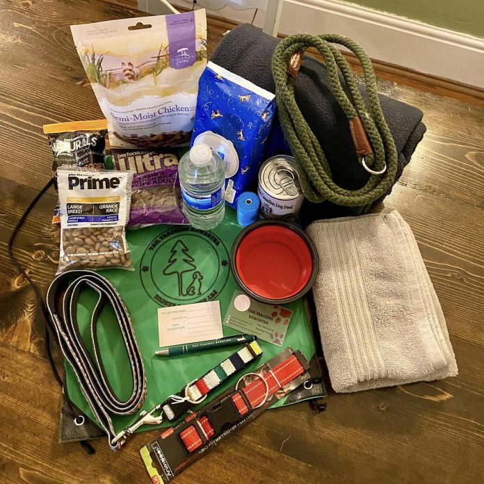 To support Tail Trackers Kawartha, community members can sponsor a $25 starter pack for volunteer pet rescuers. The pack includes treats, food, slip leads, towels, and everything else needed to secure a lost or missing dog. (Photo courtesy of Tail Trackers Kawartha)
