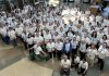 Team members of Ross Memorial Hospital (RMH) and the RMH Foundation gathered in the Lindsay hospital's main lobby in support of the $25-million "We Are The Ross" capital campaign, which was officially launched on June 19, 2025. (Photo: RMH Foundation)