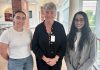 Cobourg post-secondary students Reagan Lalande (left) and Aishwarya Rajesh Krishnan (right) with Northumberland Hills Hospital's board chair Cyndi Gilmer following the presentation of their Health Professions Scholarship awards on June 5, 2025. Each student has received $1,500 towards their healthcare education. (Photo: Northumberland Hills Hospital)