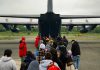 Members of Sandy Lake First Nation in northwestern Ontario have been flown out of the community on Hercules aircraft due to nearby wildfire Red Lake 12. (Photo: Nicholas Zahari / Department of National Defence)