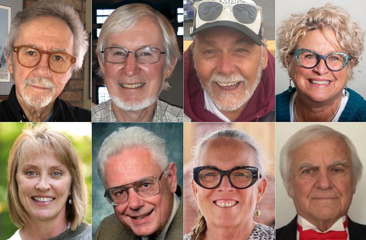 The 2025 inductees of the Peterborough & District Pathway of Fame (left to right, top and bottom): Jerry Allen, Roy Craft, Ted Dawes, Susan Dunkley, Julie Fallis, the late Dr. Garry Humphreys, Peggy Shaughnessy, and Bob Trennum. (kawarthaNOW collage of supplied photos)
