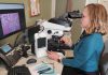 Dr. Katie O'Reilly, pathologist and medical director of laboratory medicine at Peterborough Regional Health Centre (PRHC), examines a tissue sample. The PRHC Foundation has made it a priority to invest in the future of cancer care by bringing digital pathology to the regional hospital, with the help of donors. An area of focus for the Foundation's $60 million Campaign for PRHC, the state-of-the-art technology will produce efficient and more accurate diagnoses, reduce turnaround time, and empower world-class healthcare close to home. (Photo courtesy of PRHC Foundation)
