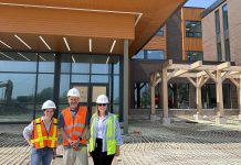 Northumberland County resident Stewart Richardson (middle), pictured with Northumberland County Archives and Museum (NCAM) archivist Abigail Miller (left) and NCAM curator Katie Kennedy, had donated $85,000 to support the creation of the inaugural exhibit at the new museum facility, currently under construction in Cobourg. (Photo: NCAM)