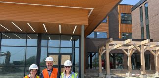 Northumberland County resident Stewart Richardson (middle), pictured with Northumberland County Archives and Museum (NCAM) archivist Abigail Miller (left) and NCAM curator Katie Kennedy, had donated $85,000 to support the creation of the inaugural exhibit at the new museum facility, currently under construction in Cobourg. (Photo: NCAM)