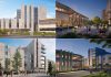 Renderings of Gidigaa Migizi College (top) and the new Otonabee College residence (bottom) at Trent University in Peterborough. Construction of the two new buildings will take place over three years with expected completion in fall 2028. (kawarthaNOW collage of renderings by Diamond Schmitt Architects)