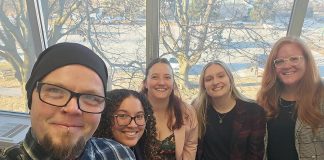 The team at Youth Wellness Hub Ontario Northumberland (YWHO Northumberland) includes, from left to right, Chad Valyear (Peer Support), Alexis Forde (Care Coordinator), Jennifer Pendergast (Project Manager), Carissa Parsons (Mental Health / Substance Use Counsellor), Alex Crosier (Intake / Youth Facilitator), and (not pictured) Sam Rockbrune (Executive Director of Rebound Child & Youth Services). A virtual platform is now available to provide youth aged 12 to 25 in Northumberland County with free low-barrier mental health and peer support services, with YWHO Northumberland's physical headquarters under development at 15 Cavan Street in Port Hope. (Photo: Chad Valyear)