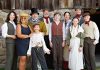 "Wild Irish Geese" playwright and actor Megan Murphy and director Kim Blackwell (left) on July 16, 2025 with some of the cast of 29 professional and volunteer actors/musicians who are performing in the world premiere play at 4th Line Theatre that tells the story of the Peter Robinson emigration of Irish settlers in 1825: Jasper Chesser (third from left), M. John Kennedy (behind Jasper), Paul Crough, Darragh O'Connell, Lindsay Wilson, Indigo Chesser, Sebastian Sage (behind Indigo), and Padrick Wilson. The play runs from July 29 to August 30 at the Winslow Farm in Millbrook. (Photo: Jordan Lyall Photography for kawarthaNOW)