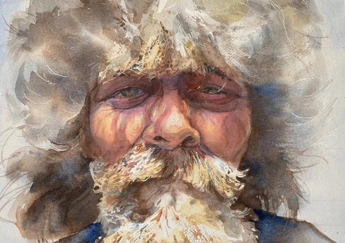 A 2024 watercolour portrait on paper by artist Janet Lutz who, along with painter and photographer Elizabeth Popham, will be featured at the Community Artist Hub at the Peterborough Public Library in downtown Peterborough during the Kawartha Autumn Studio Tour on September 27 and 28, 2025. (Photo courtesy of Art Gallery of Peterborough)
