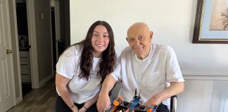 Trent University social work graduate Kellie Dowdall, an in-home recreation therapy volunteer with the Alzheimer Society of Peterborough, Kawartha Lakes, Northumberland, and Haliburton, joined Bob at his home for at least one hour per week since the fall of 2024 to engage in a number of social activities, including building with LEGO blocks. The in-home recreation therapy program is just one of the many flexible opportunities available for people who are interested in volunteering with the organization that supports people living with Alzheimer's disease and other forms of dementia and their families. (Photo courtesy of Alzheimer Society PKLNH)