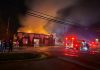 Flames engulf the Arrowsmith School building at 366 Parkhill Avenue East in Peterborough in the early morning of July 14, 2025. (Photo: David Horwood)