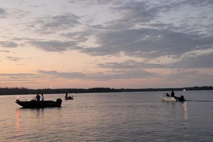 Kawartha Lakes Ontario Provincial Police (OPP) searching Balsam Lake in Kawartha Lakes after a man fell out of a canoe the evening of July 29, 2025. The following day, police recovered the body of a 75-year-old North York man from the lake. (Photo: Kawartha Lakes OPP)
