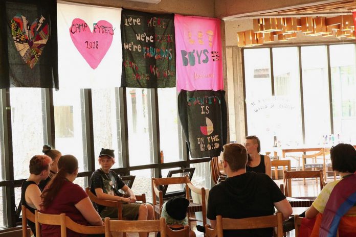 After seeing its impact while serving as artist in residence at Camp fYrefly in Edmonton, Peterborough artist, activist, and educator Dr. Spencer J. Harrison brought the camp to Trent University in 2017. At Camp fYrefly Ontario, held at Trent University from August 7 to 10, 2025, 2SLGBTQIA+ youth aged 13 to 21 will engage in arts-based activities and workshops led by local artists. The weekend will close with a final showcase where individuals and groups will be able to present a talent to the rest of the camp. (Photo courtesy of Camp fYrefly Ontario)