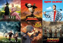 The lineup for the Movies at the Park free outdoor movie series, running every Tuesday evening from July 8 to August 12 at Quaker Foods City Square in downtown Peterborough. The series is presented by the Peterborough Downtown Business Improvement Area (DBIA) with sponsorship by the City of Peterborough and local businesses. (kawarthaNOW collage)