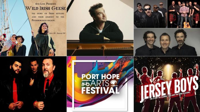 encoreNOW for July 28, 2025 features (from left to right, top and bottom) "Wild Irish Geese" at 4th Line Theatre in Millbrook, Michael Kaeshammer at Westben in Campbellford, Irish Week at Peterborough Musicfest (Acrobat - The U2 Tribute Band, Mudmen with Irish Millie, and The Celtic Tenors), Big Sugar at The Grove Theatre in Fenelon Falls, the Port Hope Arts Festival, and "Jersey Boys" at Bancroft Village Playhouse. (kawarthaNOW collage) encoreNOW for July 28, 2025 features (from left to right, top and bottom) "Wild Irish Geese" at 4th Line Theatre in Millbrook, Michael Kaeshammer at Westben in Campbellford, Irish Week at Peterborough Musicfest (Acrobat - The U2 Tribute Band, Mudmen with Irish Millie, and The Celtic Tenors), Big Sugar at The Grove Theatre in Fenelon Falls, the Port Hope Arts Festival, and "Jersey Boys" at Bancroft Village Playhouse. (kawarthaNOW collage)