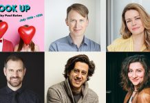 "Hookup" at Globus Theatre in Bobcaygeon from July 10 to 12, 2025 features improv performers (left to right, top and bottom) Paul Bates, Christy Bruce, Alastair Forbes, Kris Siddiqi, and Aurora Browne. (kawarthaNOW collage of supplied photos)