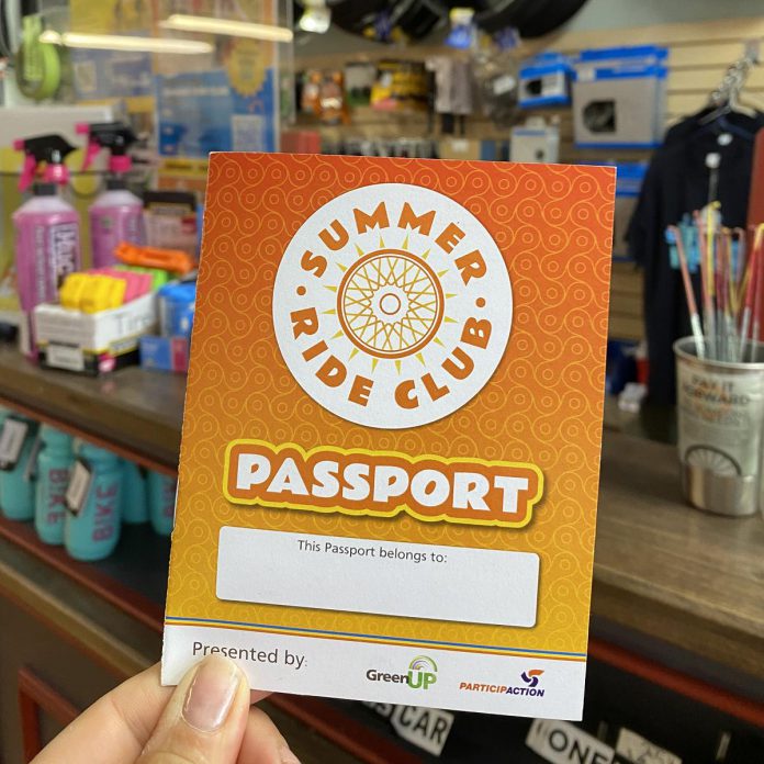 GreenUP's Summer Ride Club passport contains nine open-ended ride challenges, example destinations, and invites participants to record their adventures. Passports can be picked up at GreenUP, B!KE: The Community Bike Shop, or Ecology Park Native Plant & Tree Nursery, and returned to GreenUP at the end of the summer for a chance to win a grand prize of $500 to any local bike shop, sponsored by Trent Health in Motion. (Photo: Natalie Stephenson / GreenUP)
