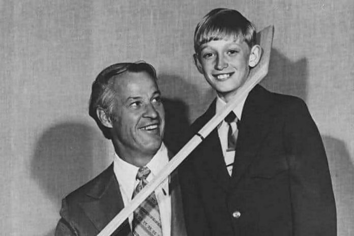 An 11-year-old Wayne Gretzky with Gordie Howe at a "Great Men of Sports" dinner at the Kiwanis Club in Brantford, Ontario, in 1972. Gretsky is one of 87 past participants in the Peterborough Liftlock Atom Hockey Tournament who went on to play for the National Hockey League. (Photo: Brantford Expositor/Post Media)