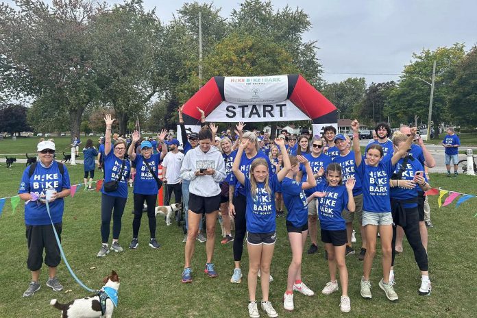 Some of the participants in the 2024 Hike, Bike, and Bark for Hospice event at Victoria Park in Cobourg, which raised record-breaking $77,390 in support of Ed's House Northumberland Hospice Care Centre. The 2025 event returns to Victoria Park on Sunday, September 28. (Photo: Community Care Northumberland / Facebook)