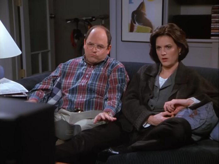 Tamara Bick as George's girlfriend Louise in the 1996 Seinfeld episode called "The Abstinence". After she tells George she can't have sex for six weeks because she has mononucleosis, he abstains from sex and temporarily becomes a genius. (kawarthaNOW screenshot)