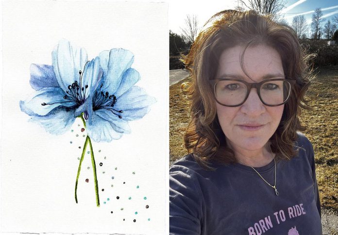 Available as prints and original watercolours, greeting cards hand-painted by Millbrook artist Saira Knowles of The Painted Gift can be customized with a personal message printed on the front, back, or inside of the card, depending on the item purchased. (Photos courtesy of The Painted Gift)