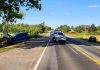 Three vehicles were involved in a collision on Lindsay Road east of Peterborough on July 3, 2025. Despite significant damage to two of the vehicles, no one was seriously injured. (Photo: Peterborough County OPP)