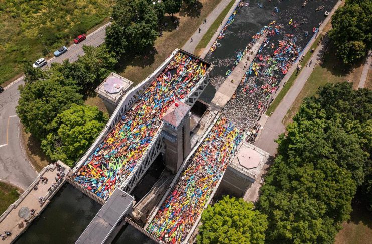 Parks Canada’s 8th annual Lock & Paddle returns to the Peterborough Lift Lock on Saturday An aerial view of paddlers packed into the two tubs of the Peterborough Lift Lock for the seventh annual Lock & Paddle event on July 19, 2025. (Photo: Parks Canada)