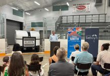 Peterborough-Kawartha MPP Dave Smith at the Ennismore Community Centre on July 25, 2025 where he announced an investment of $931,750 from the Ontario government to help the Township of Selwyn replace the arena's aging floor as well as refrigeration piping and the ice rink chiller. He later also announced a $1-million investment for a similar project at the Douro-Dummer Community Centre. (Photo: Office of MPP Smith / Facebook)