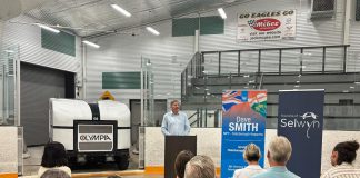 Peterborough-Kawartha MPP Dave Smith at the Ennismore Community Centre on July 25, 2025 where he announced an investment of $931,750 from the Ontario government to help the Township of Selwyn replace the arena's aging floor as well as refrigeration piping and the ice rink chiller. He later also announced a $1-million investment for a similar project at the Douro-Dummer Community Centre. (Photo: Office of MPP Smith / Facebook)