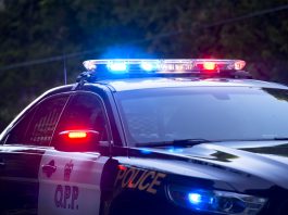 An OPP police car with lights flashing. (OPP photo)