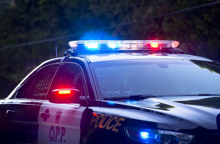 An OPP police car with lights flashing. (OPP photo)