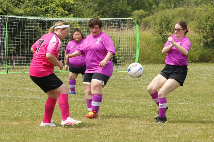 Players on the Peterborough Special Olympic women's soccer team competing at the Special Olympics provincial games held in Brantford from July 10 to 13, 2025. (Photo: Special Olympics Ontario)