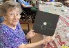 Mary, a resident of Victoria Manor in Lindsay, displays an artwork she created as part of the new "Seniors for Seniors" art program offered by Kawartha Art Gallery with support from the City of Kawartha Lakes. (Photo: Kawartha Art Gallery)