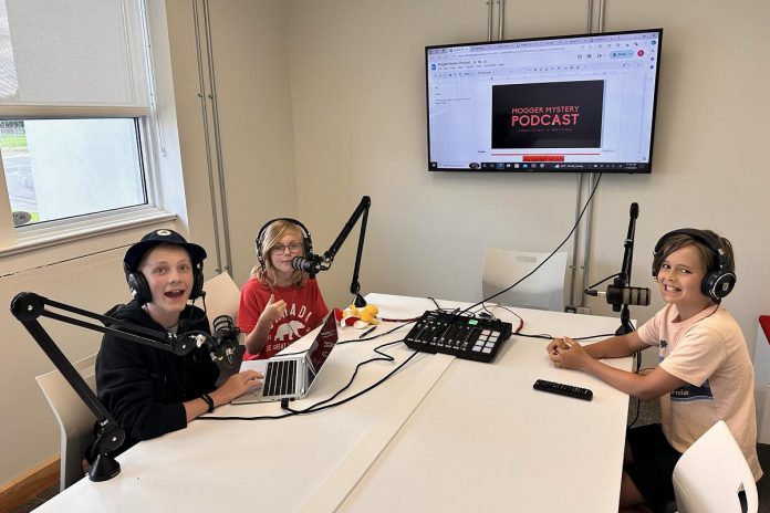 Young people learn about the world of podcasting during Venture13 Innovation & Entrepreneurship Centre's STEM Youth Camp in July 2024 in Cobourg. (Photo: Venture13)