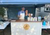 Bannock & Bean founder Katie Beaver with her partner Adrian Thomas. The Anishinaabe artist began her mobile business this summer to serve fresh bannock, good coffee, and other treats at festivals and events around Peterborough. Bannock & Bean also sells Beaver's original, cheeky beaver-themed cards, magnets, and stickers. (Photo courtesy of Bannock & Bean)